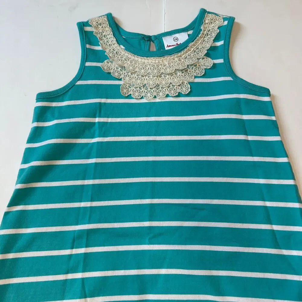 Hanna Andersson Teal Striped Dress 130
